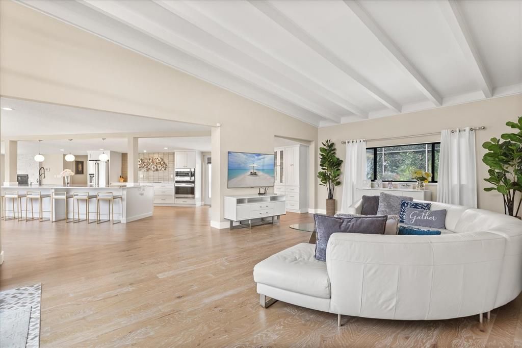 Interior, Kitchen, Living room, Pendant Lights, Recessed Lighting, Stainless Steel Appliances, Wood Texture Flooring