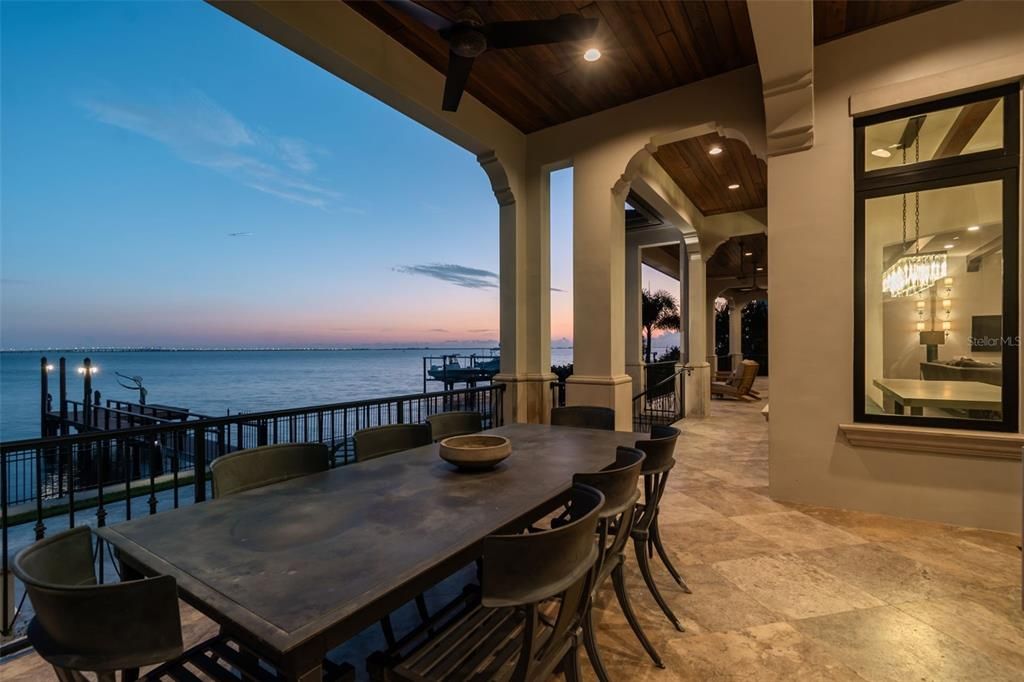 Dining room, Exterior, Interior, Recessed Lighting, Water