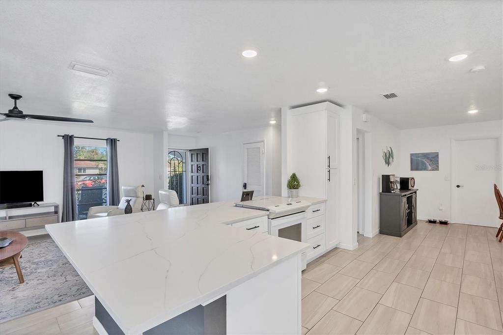 Dining room, Interior, Kitchen, Living room, Recessed Lighting