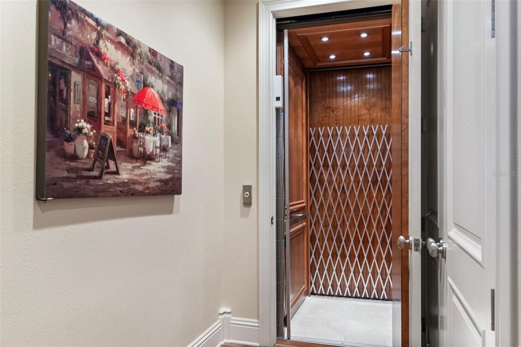 Elevator, Interior, Recessed Lighting, Wooden Ceilings, Wooden Walls