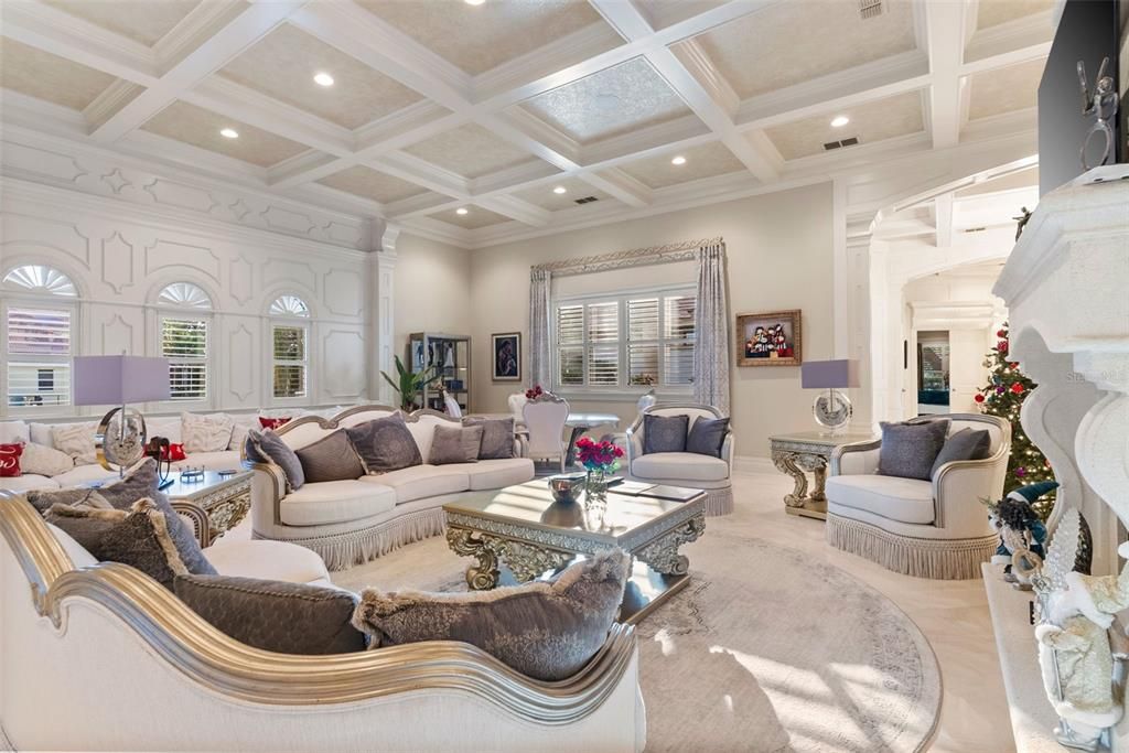 Fireplace, Interior, Living room, Recessed Lighting