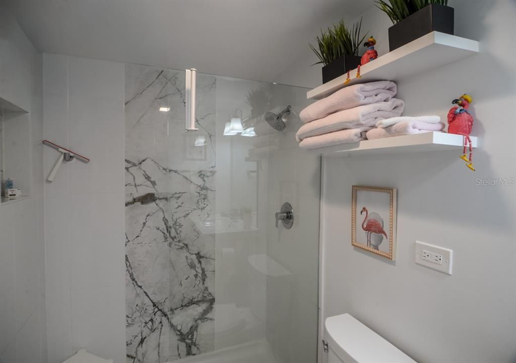 Bathroom, Glass Shower, Interior, Marble Walls