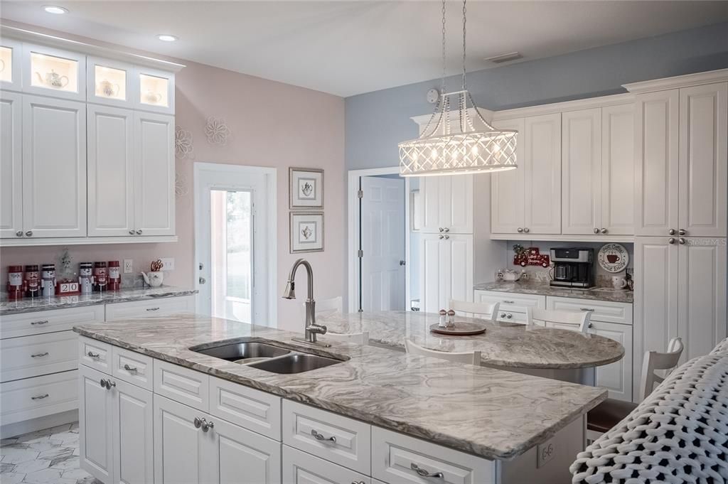 Interior, Kitchen, Marble, Pendant Lights, Recessed Lighting