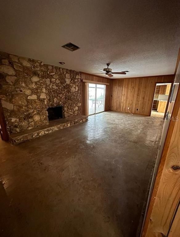 Empty room, Fireplace, Interior, Stone Walls
