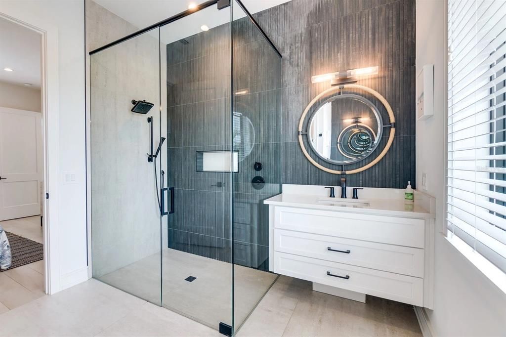 Bathroom, Glass Shower, Interior, Recessed Lighting