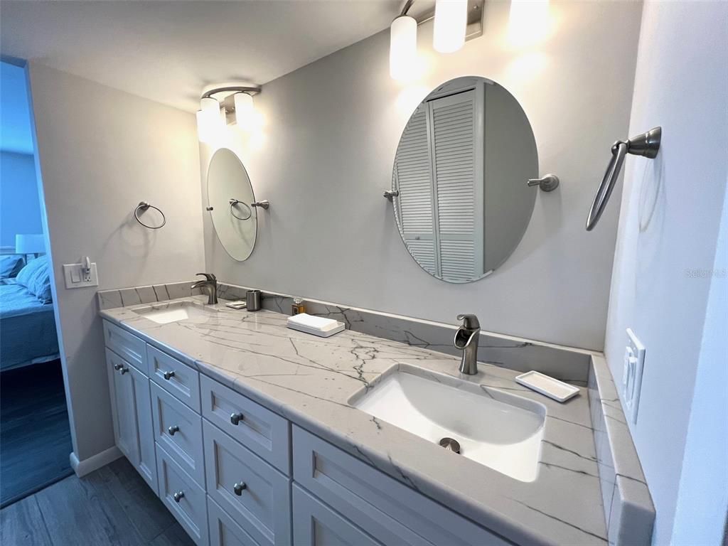 Bathroom, Dual Sink Vanities, Interior, Wood Texture Flooring