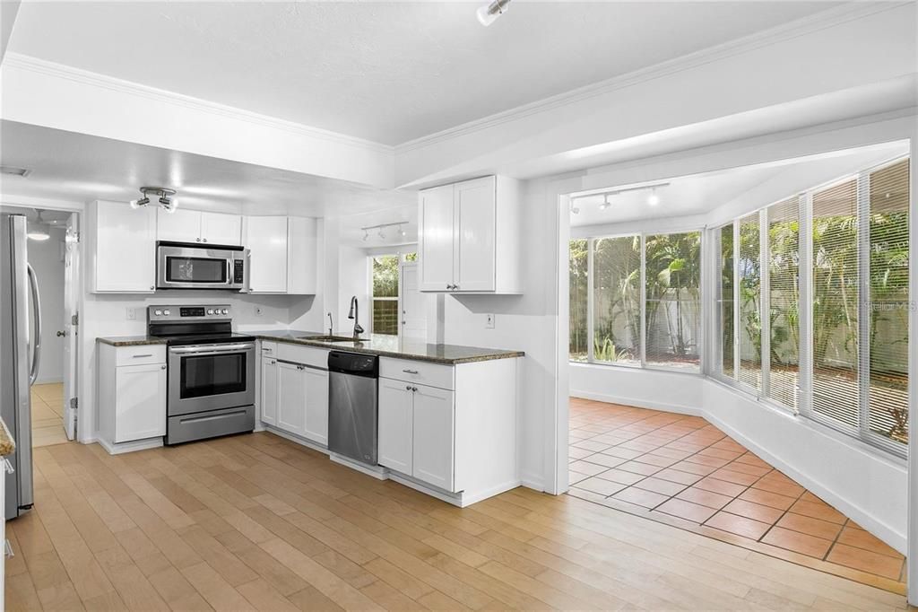 Interior, Kitchen, Stainless Steel Appliances, Wood Texture Flooring