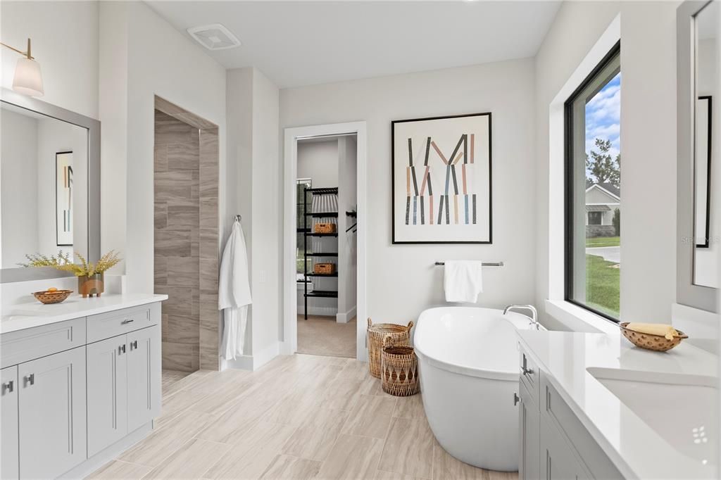 Bathroom, Free Standing Baths, Interior, Wood Texture Flooring