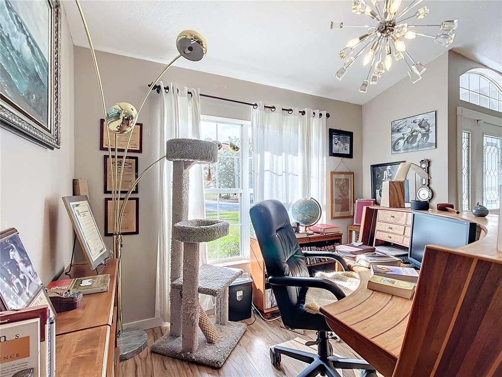 Home Office, Interior, Pendant Lights, Wood Texture Flooring