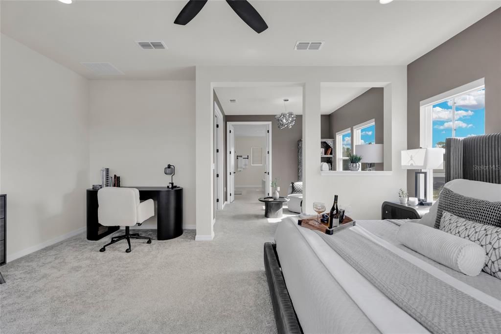 Bedroom, Chandelier, Home Office, Interior, Recessed Lighting