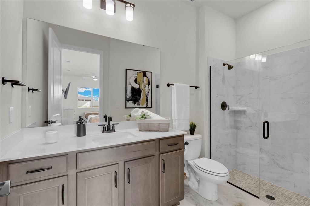 Bathroom, Glass Shower, Interior, Marble, Marble Walls