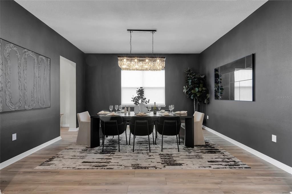 Chandelier, Dining room, Interior, Wood Texture Flooring