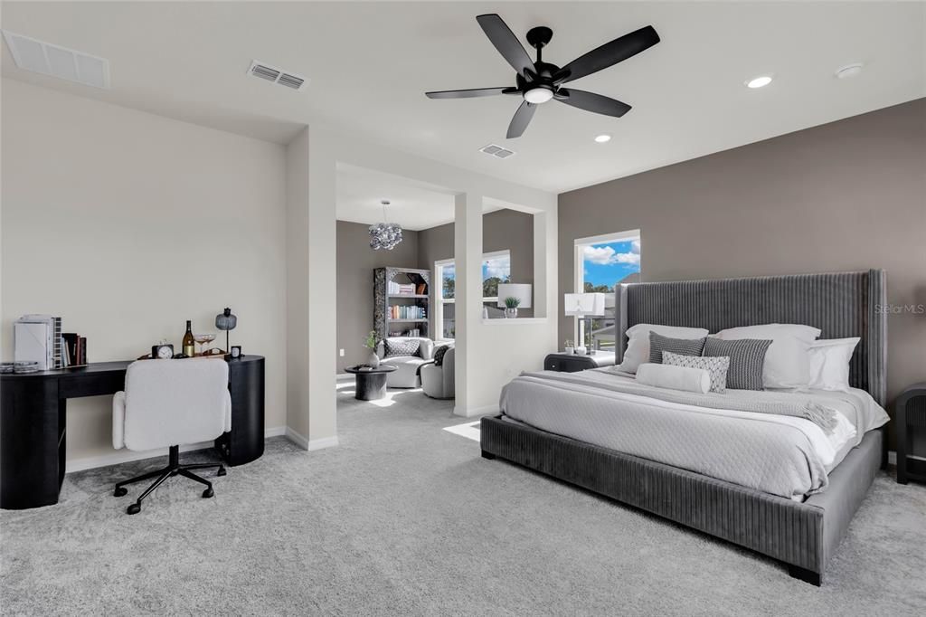 Bedroom, Chandelier, Home Office, Interior, Recessed Lighting