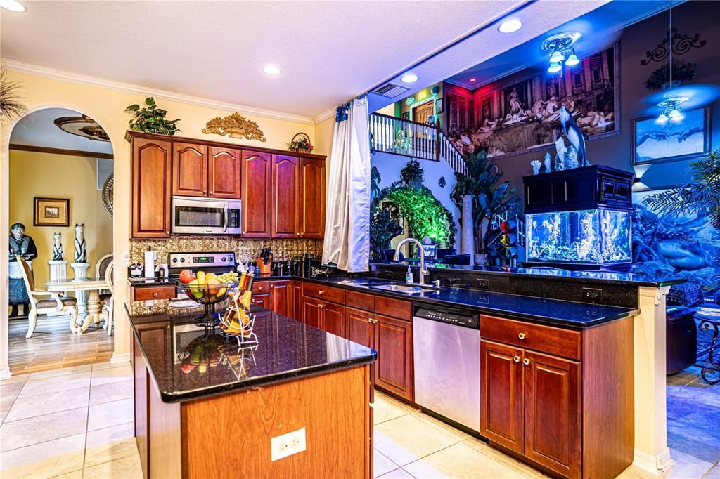 Dining room, Interior, Kitchen, Recessed Lighting, Stainless Steel Appliances