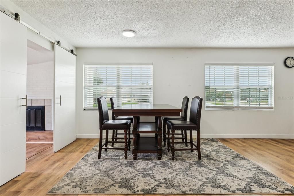 Dining room, Interior, Wood Texture Flooring