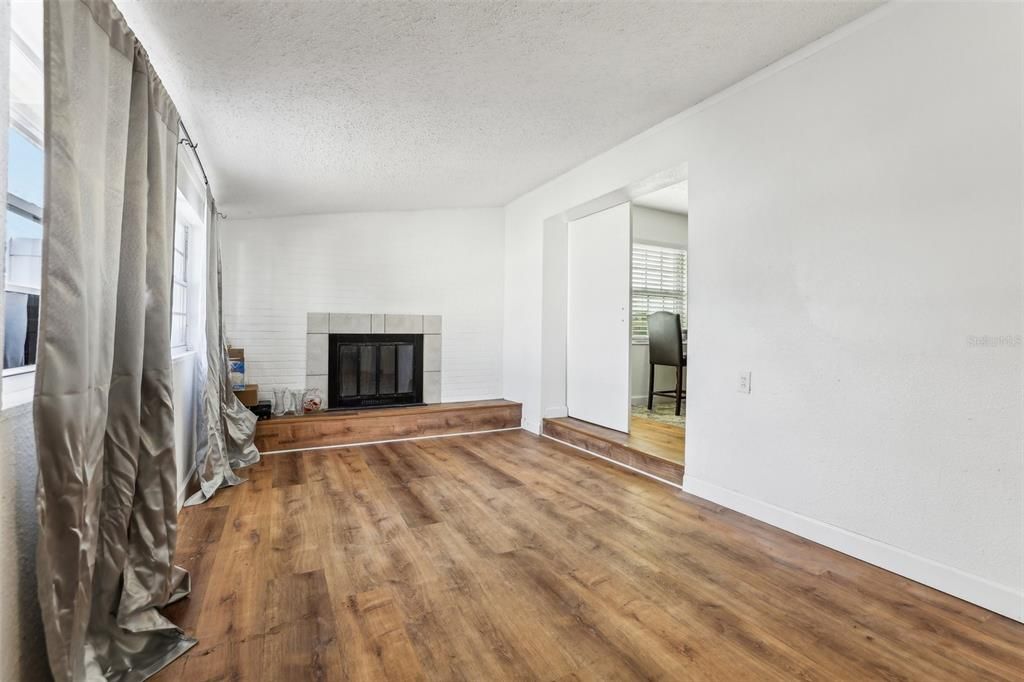 Fireplace, Interior, Wood Texture Flooring