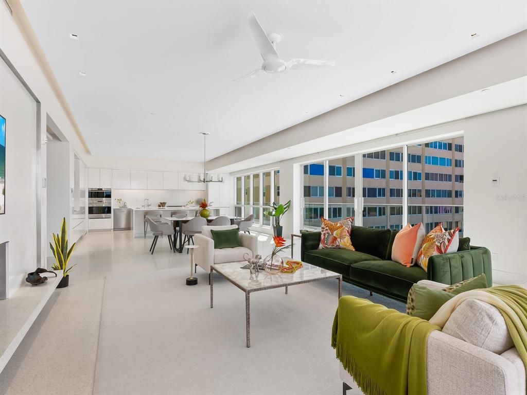 Dining room, Interior, Living room, Pendant Lights, Recessed Lighting