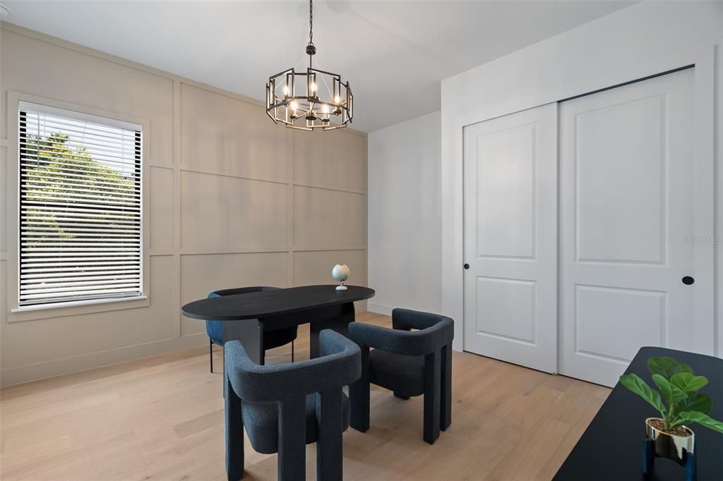 Chandelier, Dining room, Interior, Pendant Lights, Wood Texture Flooring