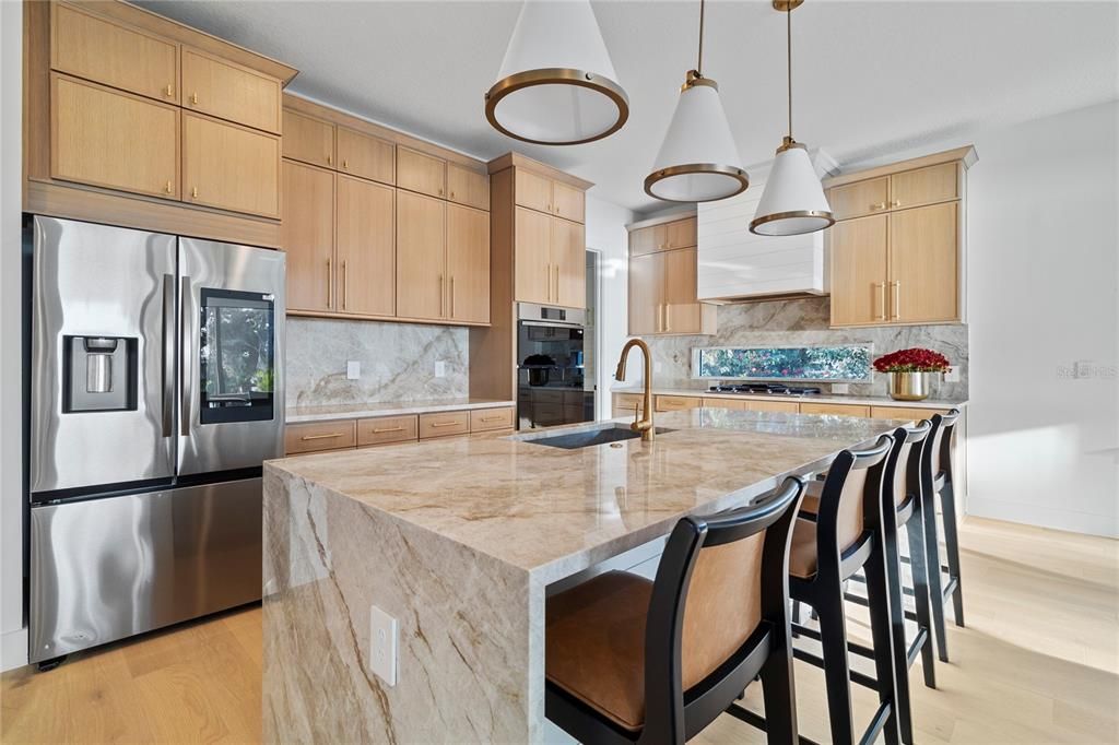 Interior, Kitchen, Pendant Lights, Stainless Steel Appliances, Wood Texture Flooring