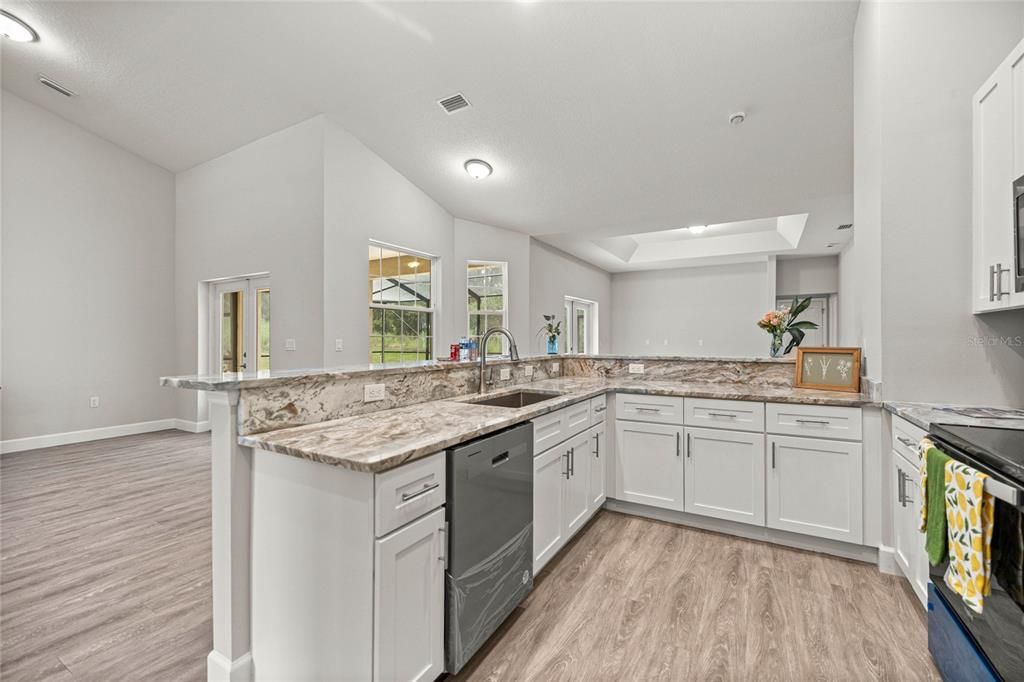 Interior, Kitchen, Recessed Lighting, Wood Texture Flooring