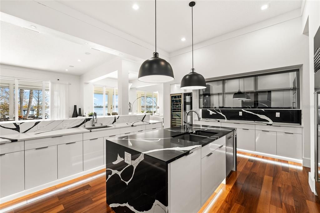 Interior, Kitchen, Pendant Lights, Recessed Lighting, Wood Texture Flooring