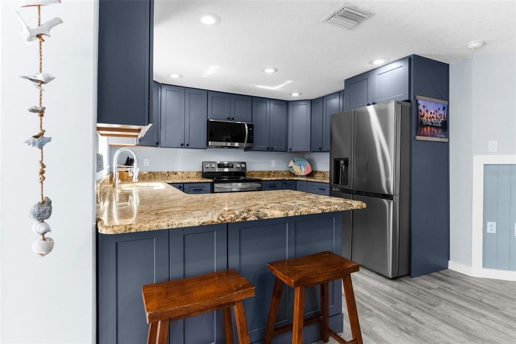 Interior, Kitchen, Recessed Lighting, Wood Texture Flooring