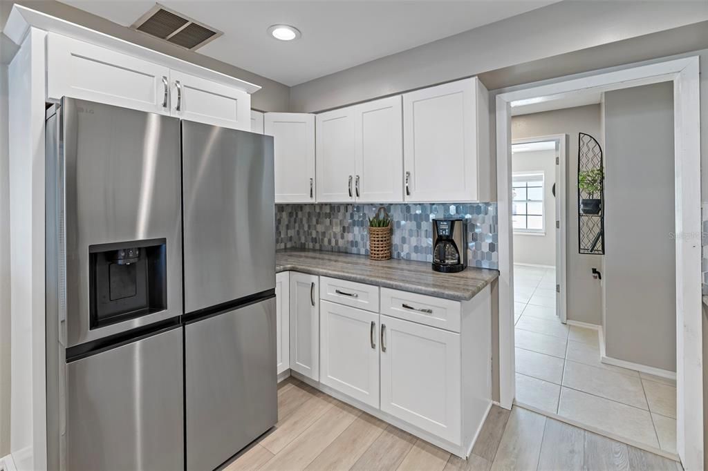 Interior, Kitchen, Recessed Lighting, Wood Texture Flooring