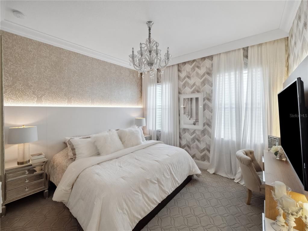 Bedroom, Chandelier, Interior