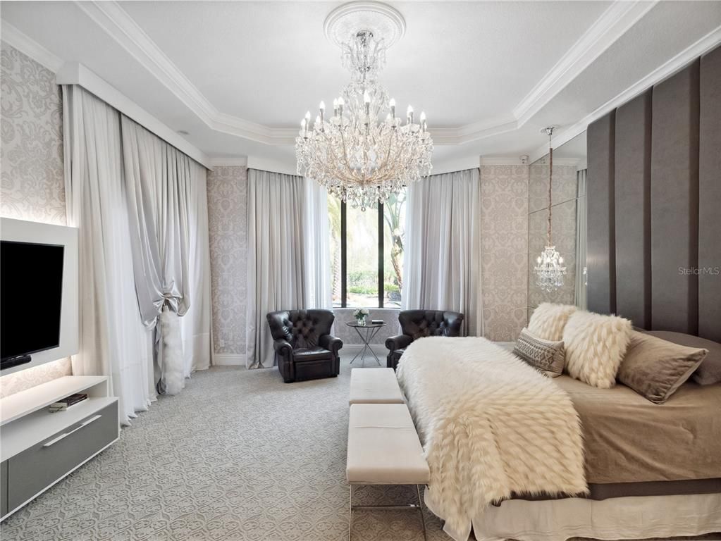 Bedroom, Chandelier, Interior