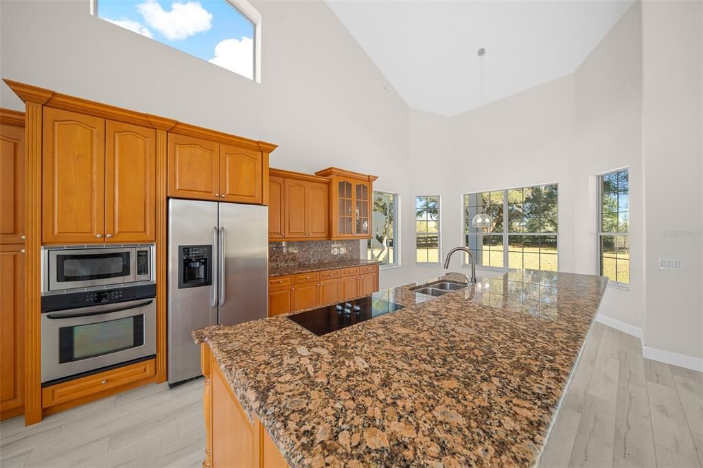 Interior, Kitchen, Pendant Lights, Stainless Steel Appliances, Wood Texture Flooring