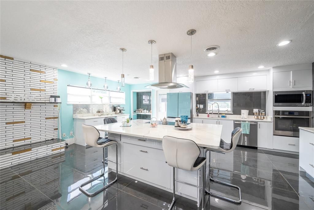 Interior, Kitchen, Pendant Lights, Recessed Lighting, Stainless Steel Appliances