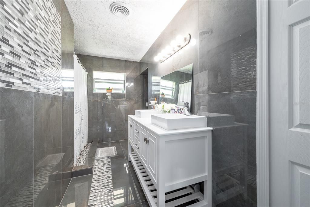 Bathroom, Dual Sink Vanities, Glass Shower, Interior