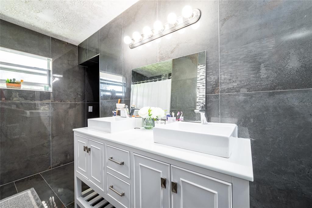 Bathroom, Dual Sink Vanities, Glass Shower, Interior