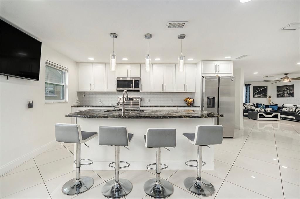 Interior, Kitchen, Pendant Lights, Recessed Lighting, Stainless Steel Appliances