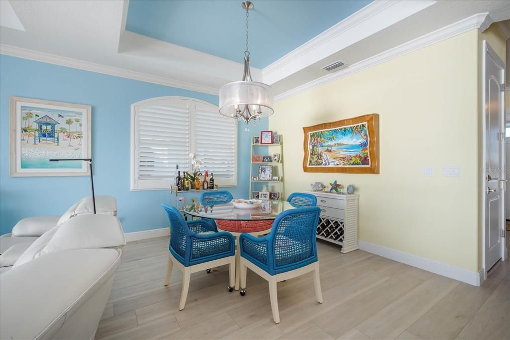 Chandelier, Dining room, Interior, Wood Texture Flooring