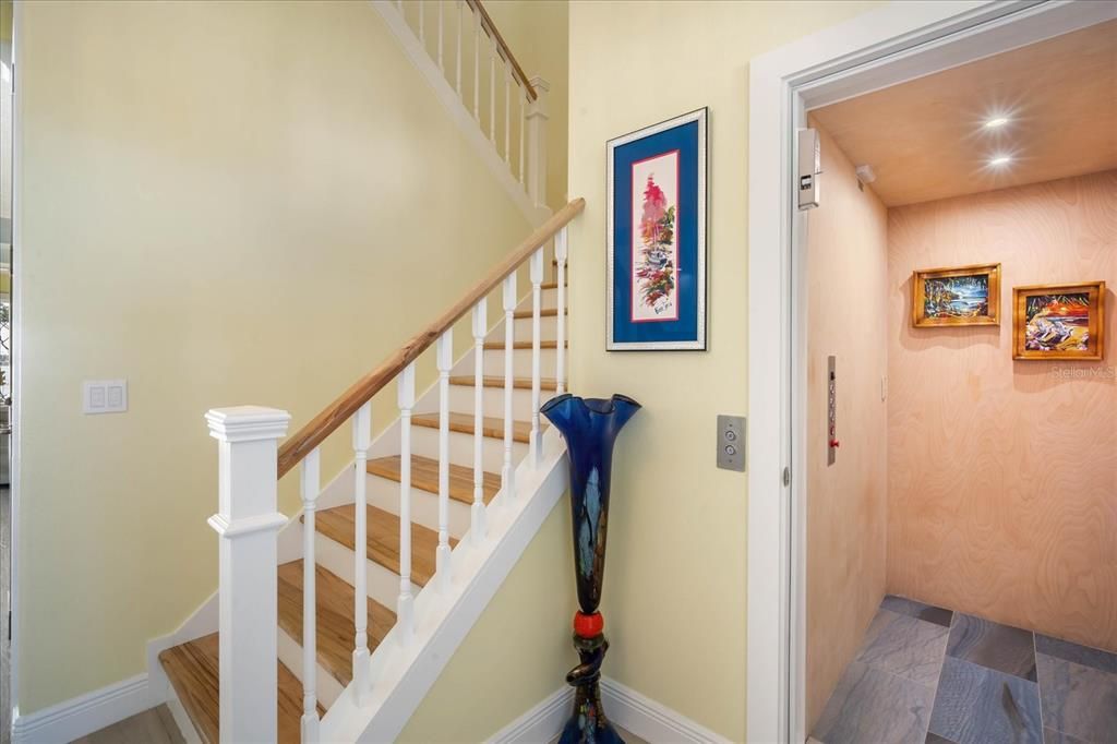 Elevator, Interior, Recessed Lighting, Wood Texture Flooring