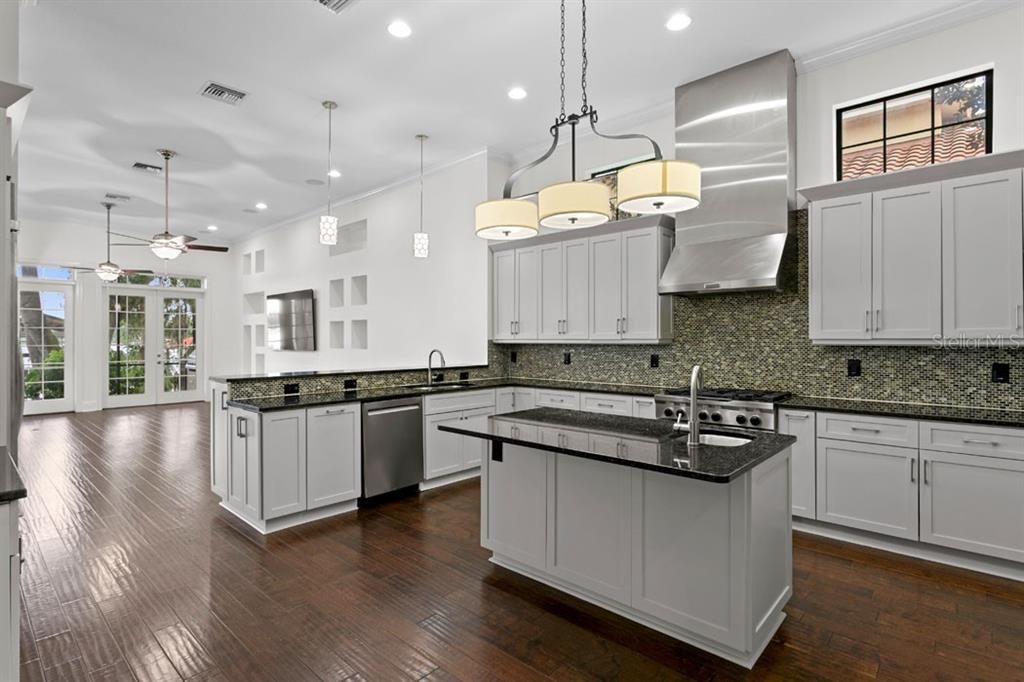 Interior, Kitchen, Pendant Lights, Recessed Lighting, Wood Texture Flooring