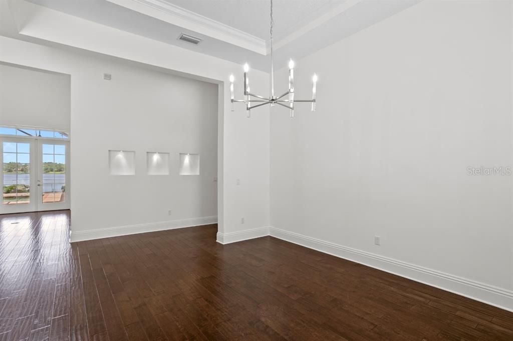 Chandelier, Empty room, Interior, Wood Texture Flooring