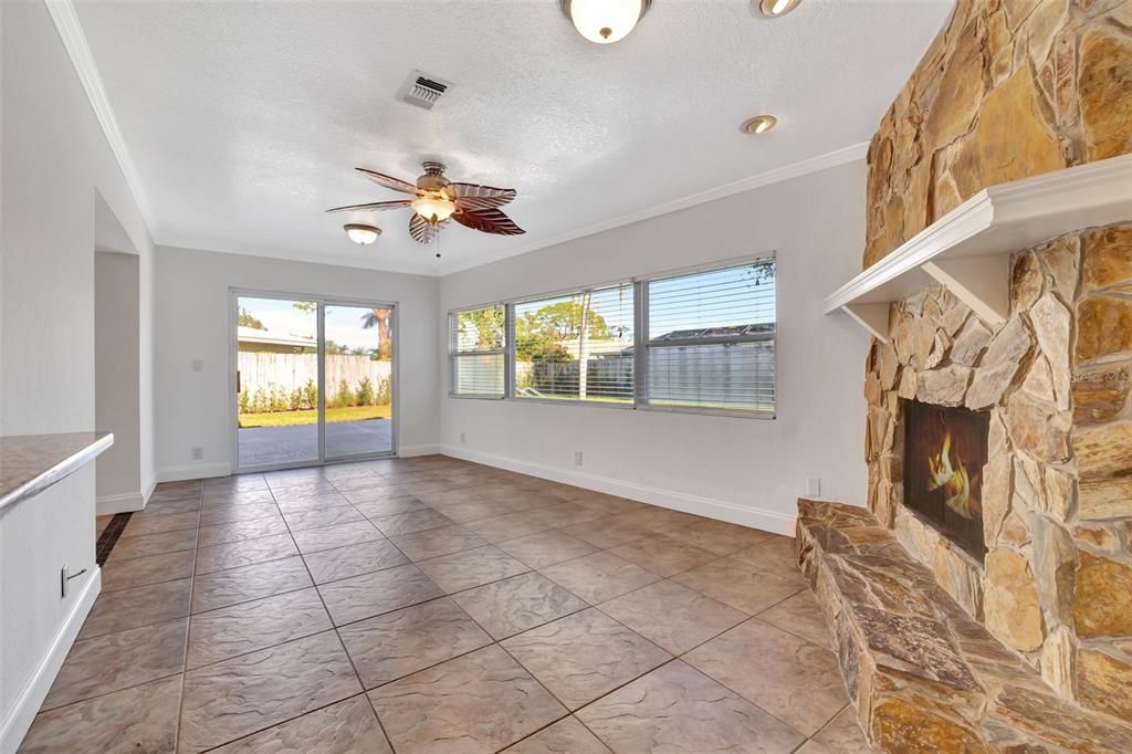 Empty room, Fireplace, Interior, Stone Walls