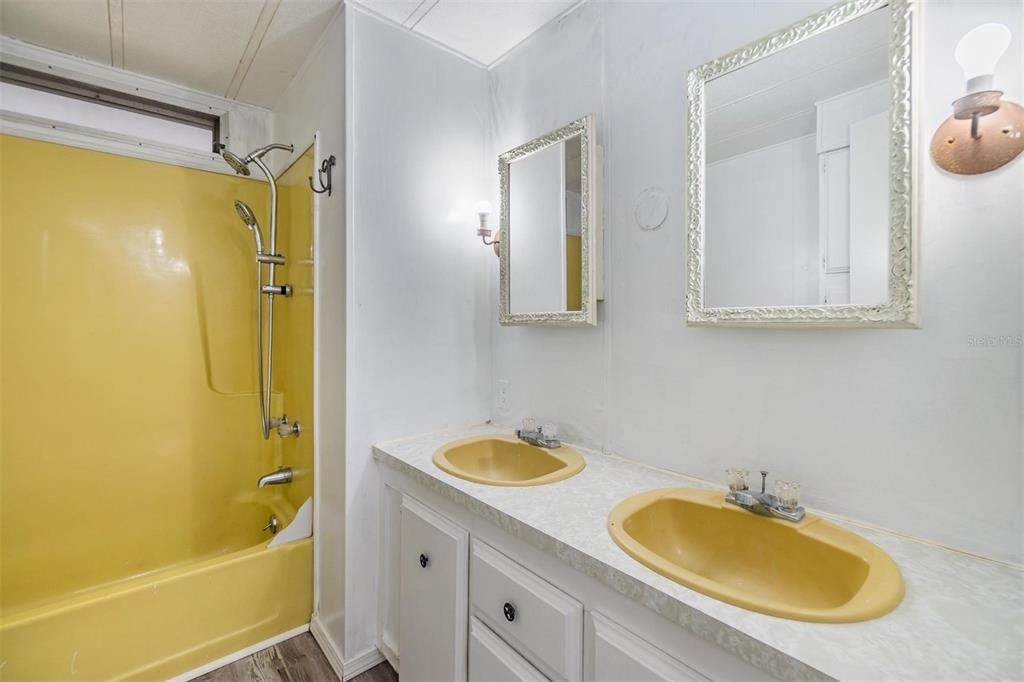 Bathroom, Dual Sink Vanities, Interior, Wood Texture Flooring