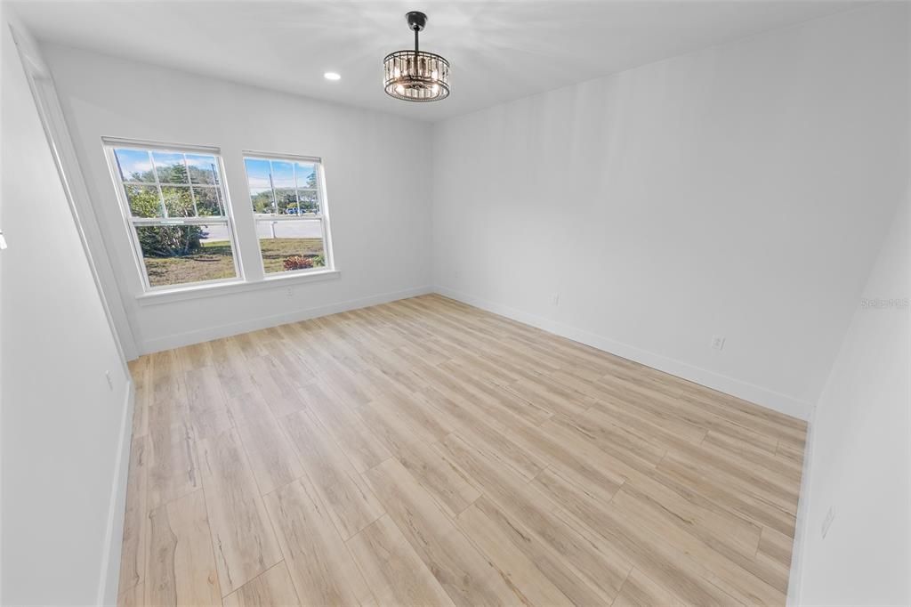 Empty room, Interior, Recessed Lighting, Wood Texture Flooring
