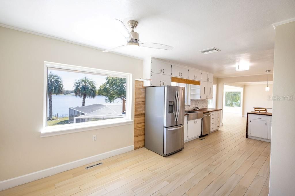 Interior, Kitchen, Pendant Lights, Stainless Steel Appliances, Wood Texture Flooring