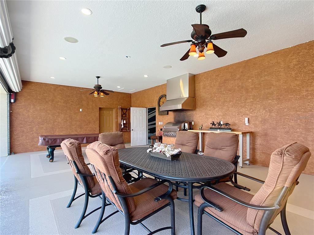 Billiard Table, Dining room, Game Room, Interior, Kitchen, Recessed Lighting, Stainless Steel Appliances