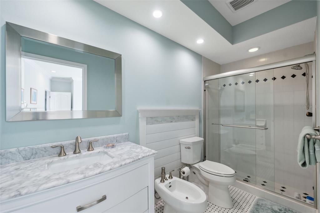 Bathroom, Glass Shower, Interior, Recessed Lighting