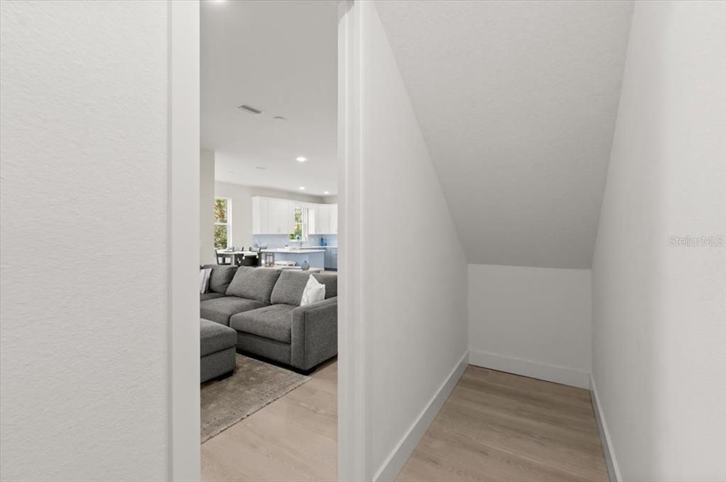 Interior, Kitchen, Living room, Recessed Lighting, Wood Texture Flooring