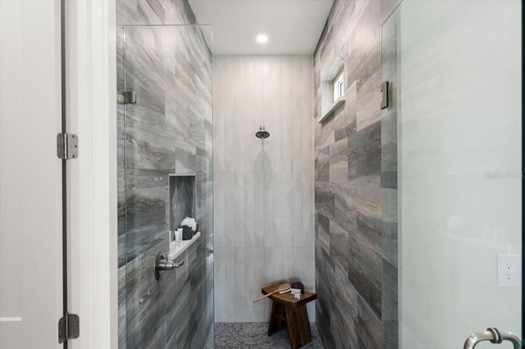 Bathroom, Glass Shower, Interior, Recessed Lighting
