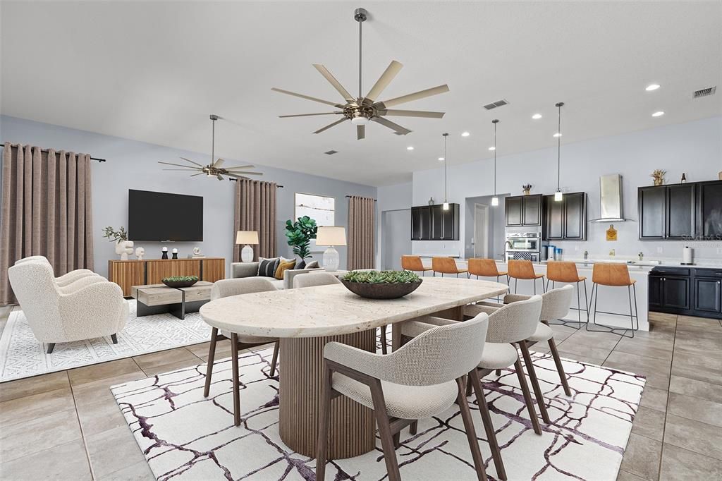 Dining room, Interior, Kitchen, Living room, Pendant Lights, Recessed Lighting