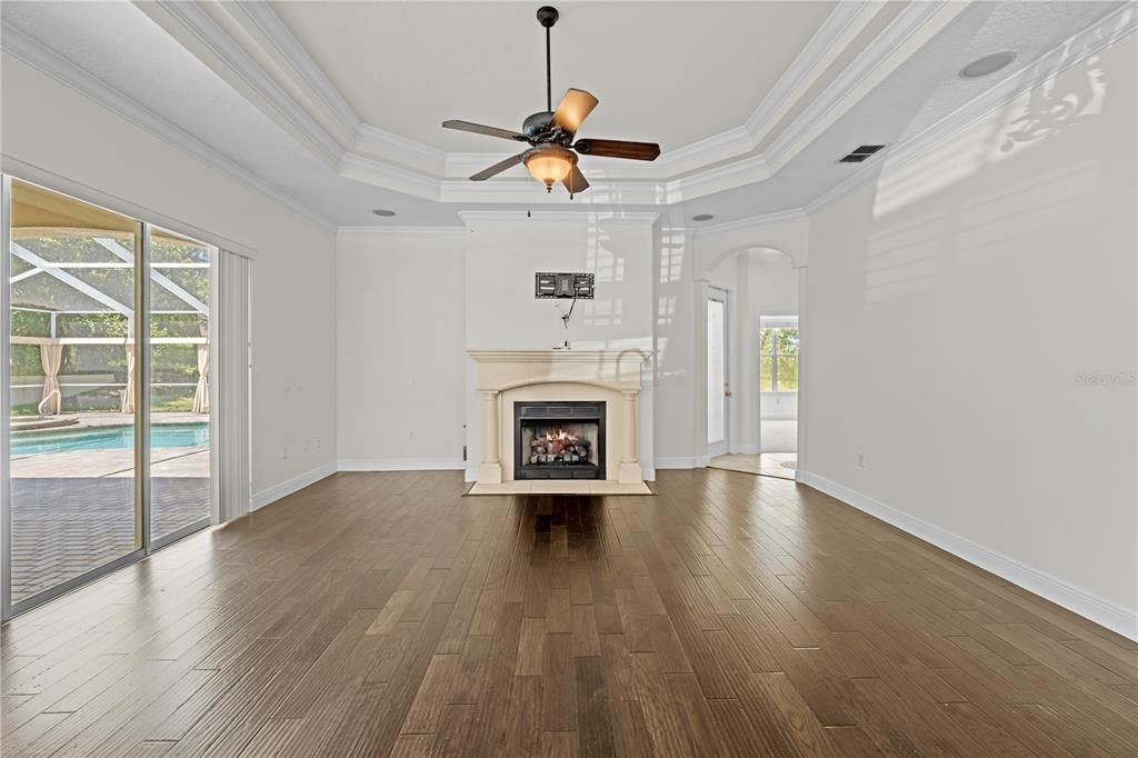 Empty room, Fireplace, Interior, Wood Texture Flooring