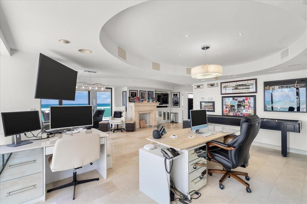 Fireplace, Home Office, Interior, Pendant Lights, Recessed Lighting