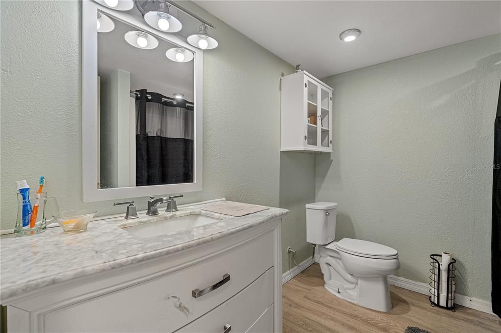 Bathroom, Interior, Recessed Lighting, Wood Texture Flooring